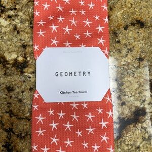 Geometry Red Starfish Kitchen Tea Towel
